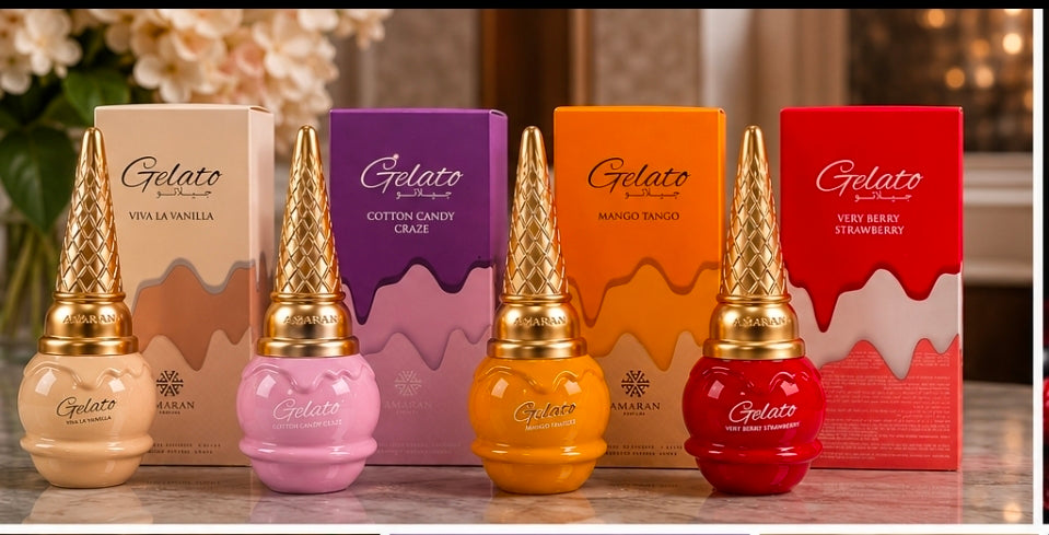 Gelato Collection by Amaran – 4 Perfumes Gift Set | Vanilla, Cotton Candy, Mango & Strawberry | 100ml Each